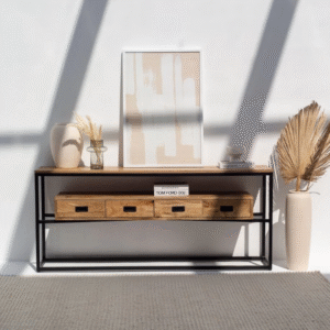 Vandana Sierra Lyra Drawers Industrial Console Modern Metal Frame Accent Furniture Design