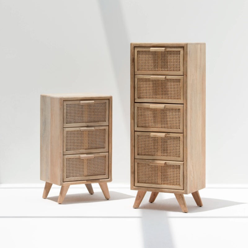 Vandana Vesta Solace Chest of Rattan Drawers Modern Natural Woven Storage Furniture Design Vandana Vesta Solace Chest of Rattan Drawers Modern Natural Woven Storage Furniture Design