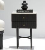 Vandana Orion Stellar Back Marble-Top Bedside Table Modern Luxury Nightstand Design