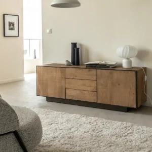 Vandana Vertex Grand TV stand in mango wood and metal