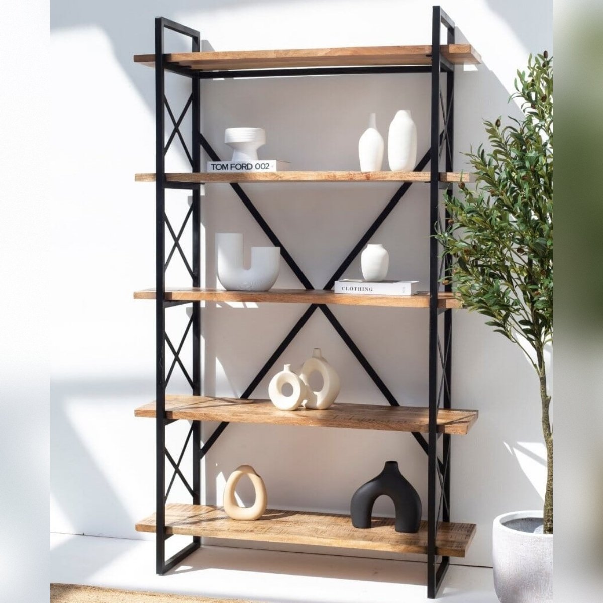 Vandana Vesta Lunaris Mango Wood Bookcase Modern Solid Wood Minimalist Storage Furniture Design Vandana Vesta Lunaris Mango Wood Bookcase Modern Solid Wood Minimalist Storage Furniture Design