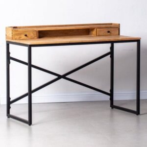 Vandana Vesta Aureo Wooden Desk with Black Legs Modern Solid Wood Minimalist Office Furniture