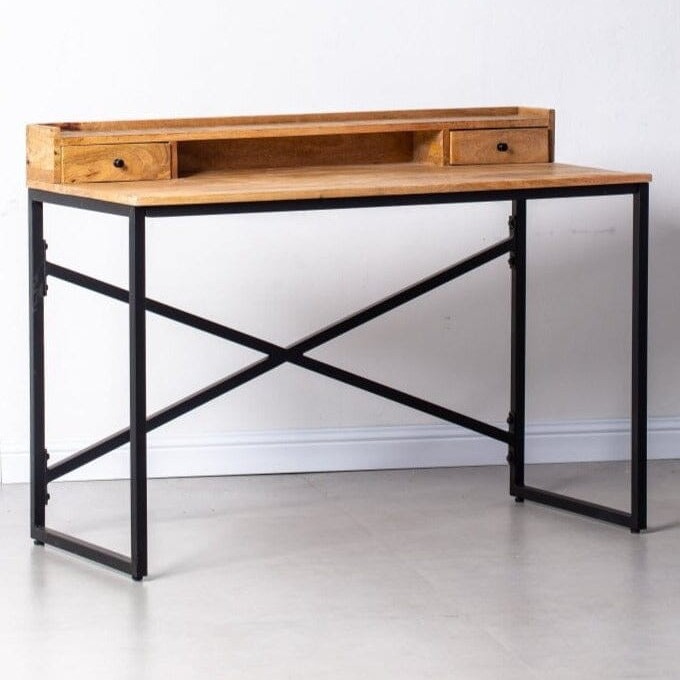 Vandana Vesta Aureo Wooden Desk with Black Legs Modern Solid Wood Minimalist Office Furniture Vandana Vesta Aureo Wooden Desk with Black Legs Modern Solid Wood Minimalist Office Furniture
