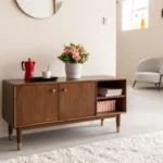 Vandana Vertex Hexa 2-door TV stand in acacia wood