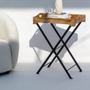 Vandana Orion Radiant Tray Side Table Modern Minimalist Wooden Accent Furniture Design