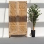 Vandana Vesta Grand Rattan Doors Closet Modern Natural Woven Solid Wood Storage Furniture