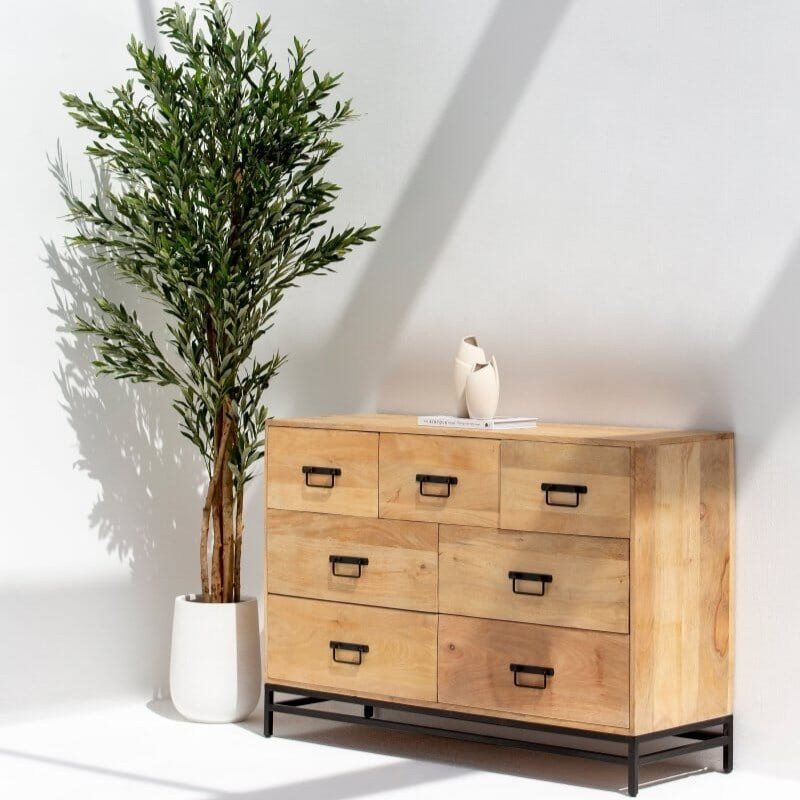 Vandana Vesta Neo 7-Drawer Wooden Dresser Modern Solid Wood Bedroom Storage Furniture Design Vandana Vesta Neo 7-Drawer Wooden Dresser Modern Solid Wood Bedroom Storage Furniture Design