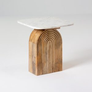 Vandana Orion Sereno Marble-Top Side Table Modern Luxury Accent Furniture Design