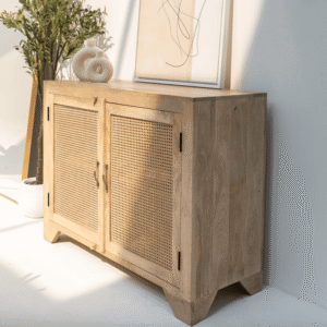 Vandana Arista Aureo Two Rattan Doors Sideboard for Stylish Modern Indoor & Outdoor Interiors