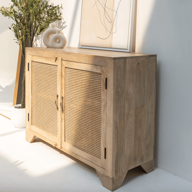 Vandana Arista Aureo Two Rattan Doors Sideboard for Stylish Modern Indoor & Outdoor Interiors Vandana Arista Aureo Two Rattan Doors Sideboard for Stylish Modern Indoor & Outdoor Interiors