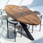 Vandana Aureo Lunaris Mango Wood Dining Table with Solid Handmade Premium Finish