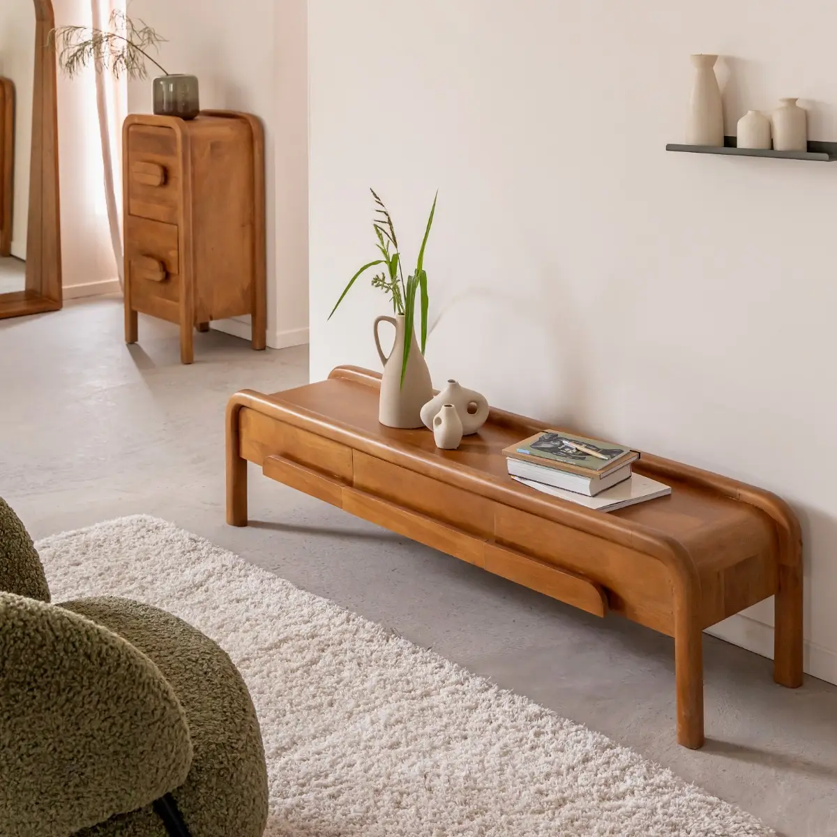 Vandana Vertex Flux mango wood TV stand Vandana Vertex Flux mango wood TV stand