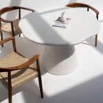 Vandana Aureo Arion Off White Micro-Concrete Irregular Top Dining Table with Modern Design