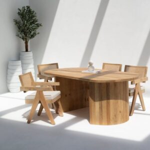 Vandana Aureo Terra Mango Wood Dining Table with Solid Handmade Contemporary Design