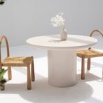 Vandana Aureo Flux Off White Micro-Concrete Dining Table with Modern Minimalist Design
