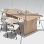 Vandana Aureo Vento Mango Wood Dining Table with Flat Legs and Solid Contemporary Design