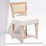 Vandana Falcon Merino Wooden Dining Chair with Rattan Backrest for Stylish Modern Interiors