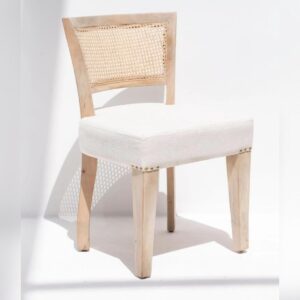 Vandana Falcon Merino Wooden Dining Chair with Rattan Backrest for Stylish Modern Interiors