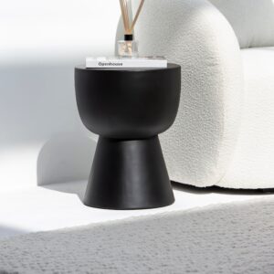 Vandana Zenova Neo Black Concrete Side Table Contemporary Minimalist Accent Furniture