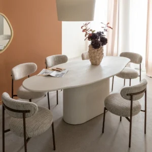 Vandana Solace Altis Dining Table in White Concrete Effect Wood