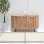 Vandana Falcon Nova 3-Rattan Doors Sideboard with Elegant Storage for Modern Home Interiors