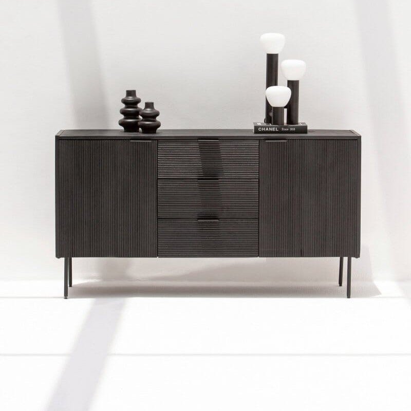 Vandana Pebble Zenova Black 3 Drawers & 2 Doors Sideboard for Stylish Modern Home Storage Vandana Pebble Zenova Black 3 Drawers & 2 Doors Sideboard for Stylish Modern Home Storage