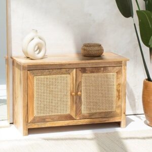 Vandana Orion Terra Rattan 2-Door Sideboard Modern Natural Woven Storage Furniture Design