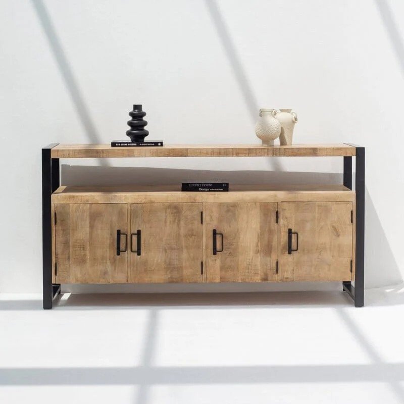 Vandana Pebble Mira Industrial Wooden Sideboard for Stylish Modern Indoor & Outdoor Storage Vandana Pebble Mira Industrial Wooden Sideboard for Stylish Modern Indoor & Outdoor Storage