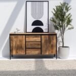 Vandana Pebble Stellar Industrial 3 Drawers & 2 Doors Sideboard for Modern Home Storage & Interiors