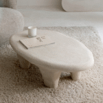 Vandana Nimbus Mira white coffee table in concrete-effect wood