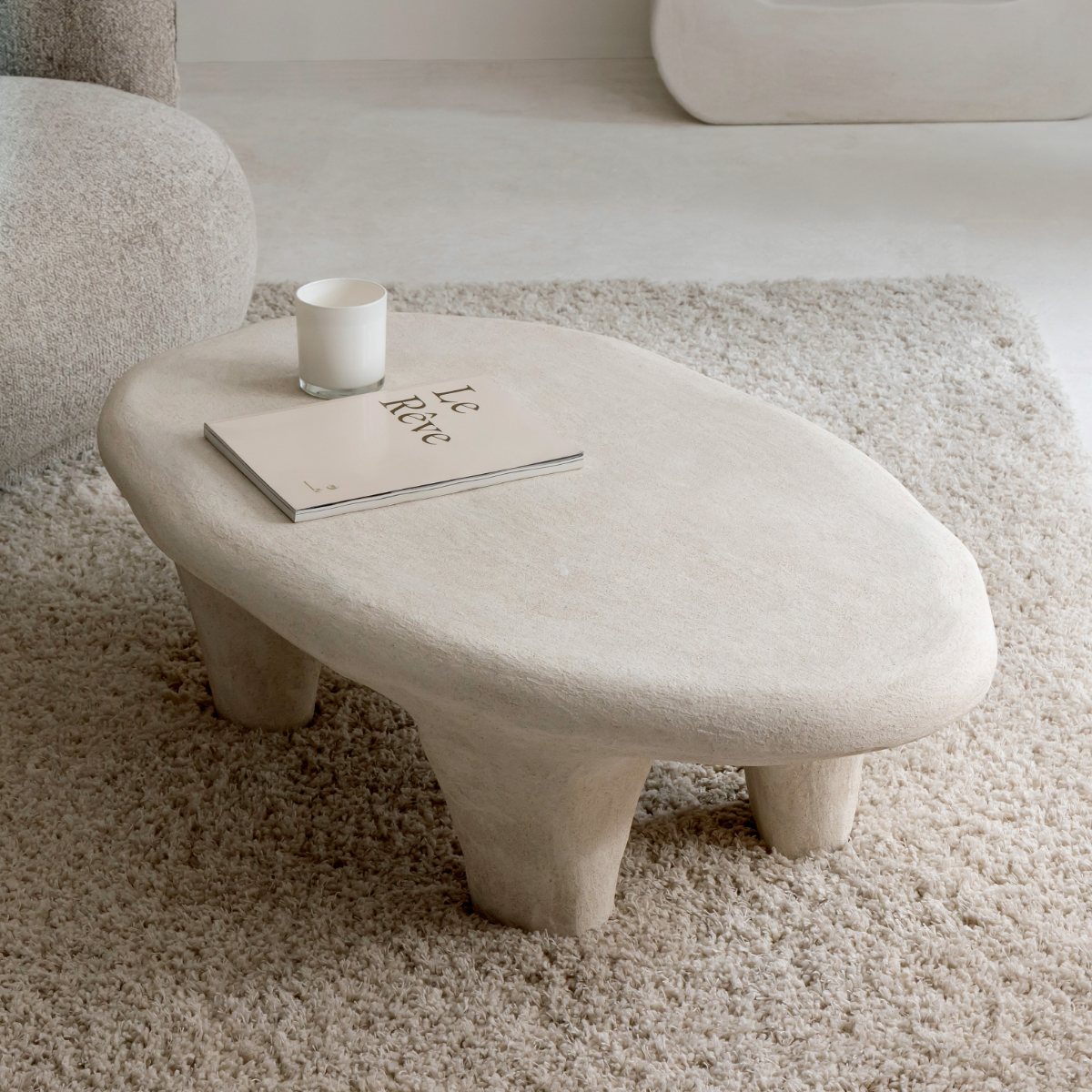 Vandana Nimbus Mira white coffee table in concrete-effect wood Vandana Nimbus Mira white coffee table in concrete-effect wood