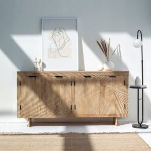 Vandana Arista Astra 4-Doors Wooden Sideboard for Stylish Modern Indoor & Outdoor Home Interiors