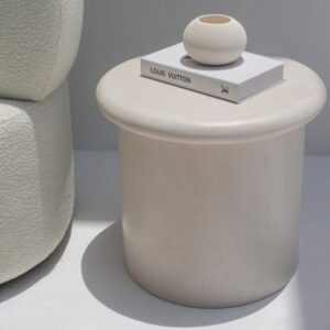 Vandana Sierra Astra Off White Microconcrete Side Table Modern Minimalist Accent Design