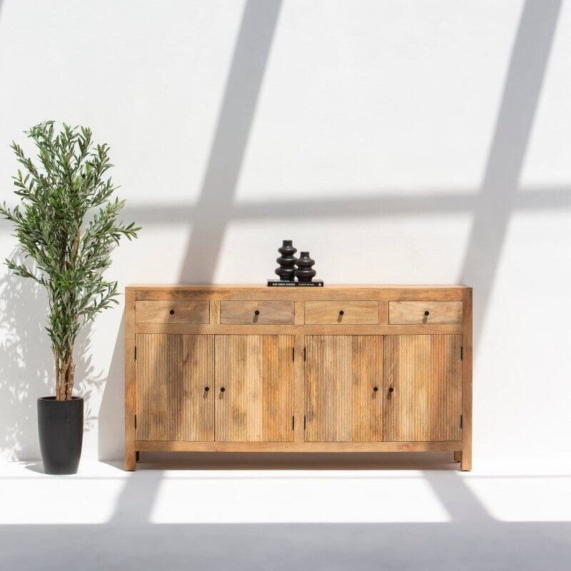 Vandana Arista Novara Wooden Slat Door Sideboard for Stylish Modern Indoor & Outdoor Interiors