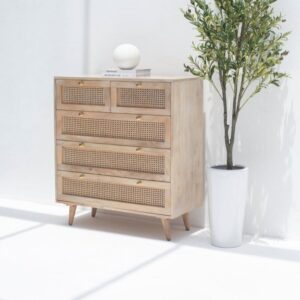 Vandana Arista Cresta Rattan Wood Sideboard for Stylish Modern Indoor & Outdoor Home Interiors