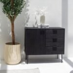 Vandana Arista Stellar Black 3 Drawers & 1 Door Sideboard for Stylish Modern Indoor Interiors
