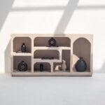 Vandana Arista Terra Beige Wooden Display Console for Stylish Modern Indoor & Outdoor Interiors