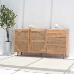 Vandana Arista Flux Wood Sideboard for Stylish Modern Indoor & Outdoor Home Interiors