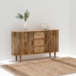 Vandana Pebble Merino Rattan Wood Sideboard for Stylish Indoor & Outdoor Modern Home Interiors