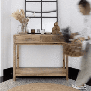 Vandana Lunaris Zentrix Wooden Desk Console Modern Minimalist Solid Wood Accent Furniture