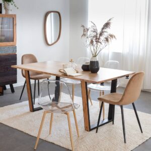 Vandana Nimbus Pebble acacia wood dining table