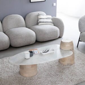 Vandana Nimbus Lyra coffee table in mango wood and marble