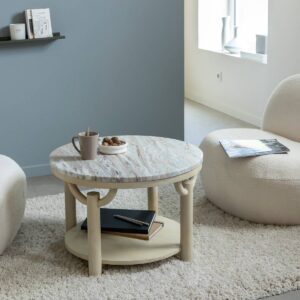 Vandana Nimbus Stellar round coffee table in mango wood and marble