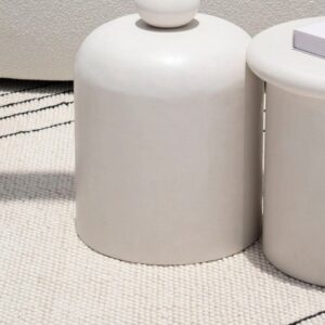 Vandana Sierra Merino Off White Microconcrete Side Table Modern Minimalist Accent Design