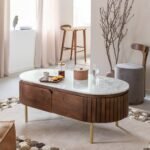 Vandana Aston Merino Coffee table in mango wood and Siena marble