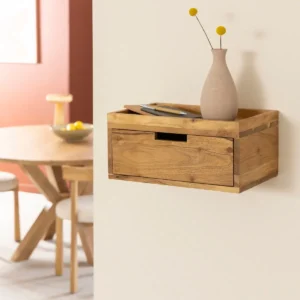 Vandana Optima Solace square wall shelf in acacia wood