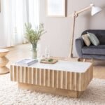 Vandana Aston Falcon rectangular coffee table in mango wood and white marble