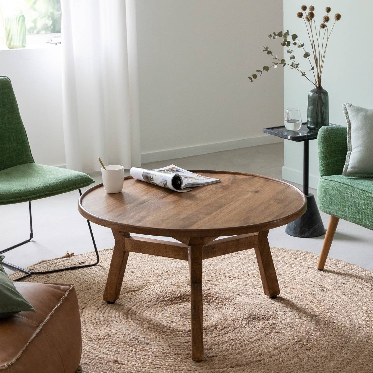 Vandana Aston Vertex round mango wood coffee table Vandana Aston Vertex round mango wood coffee table