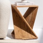 Vandana Sierra Falcon Twisted Wooden Side Table Modern Sculpted Solid Wood Accent Design