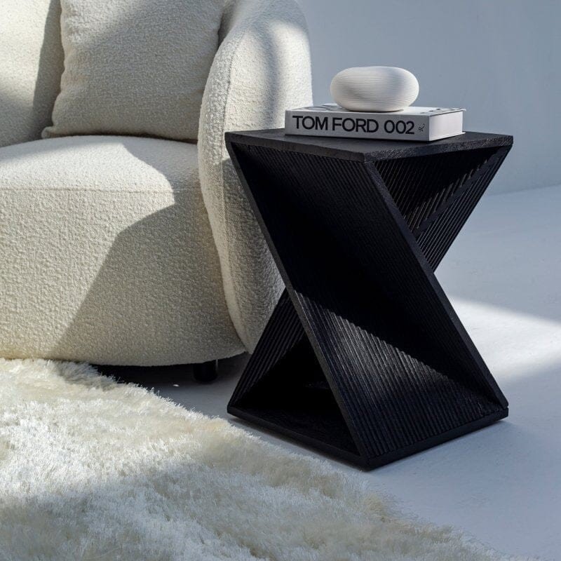 Vandana Sierra Pebble Black Rotated Side Table Modern Contemporary Accent Furniture Design Vandana Sierra Pebble Black Rotated Side Table Modern Contemporary Accent Furniture Design